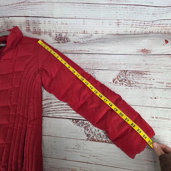Womens Red Down Feather Puffer Coat M Cozy Warm Ski Snow Jacket Cabin Gorpcore - Picture 12 of 13